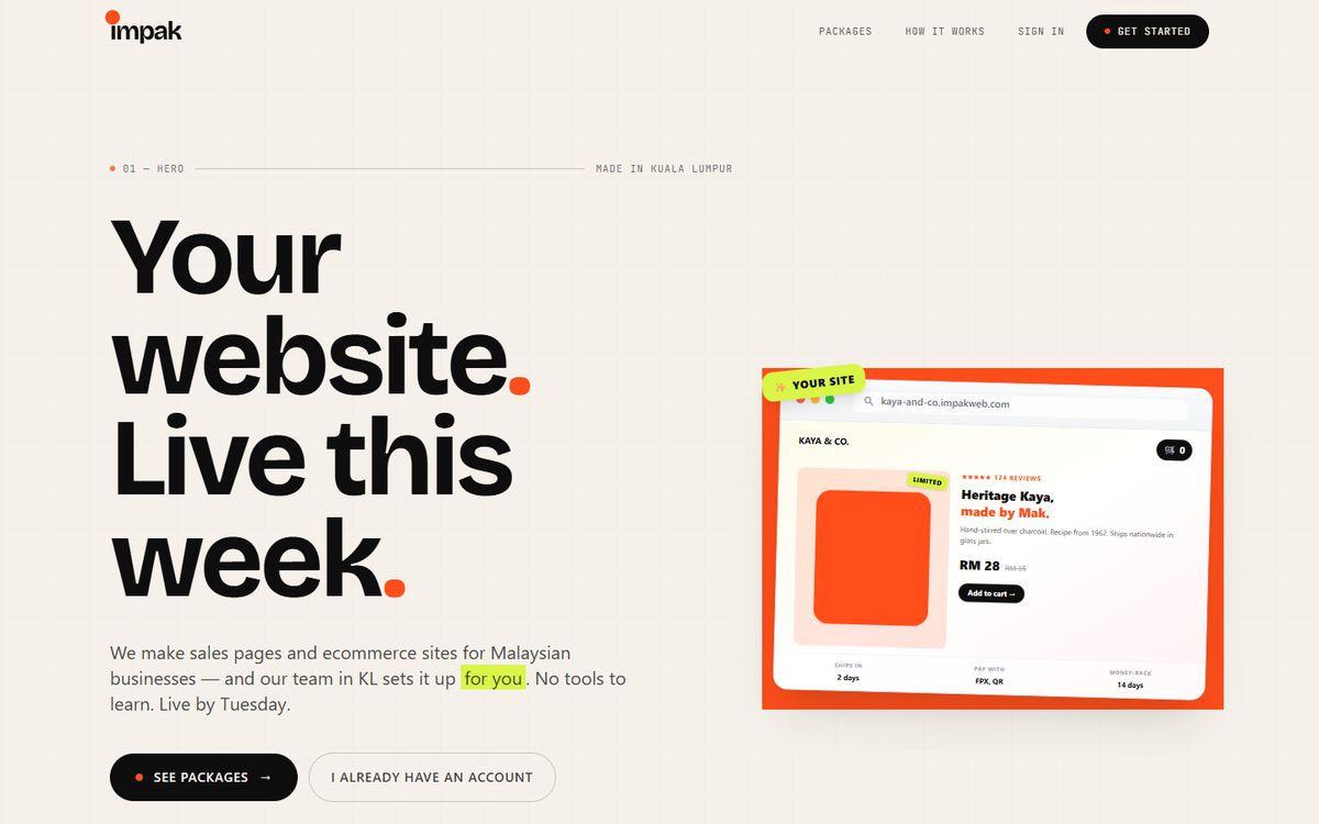 ImpakWeb website homepage